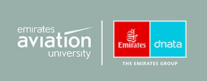 Emirates Aviation University logo.
